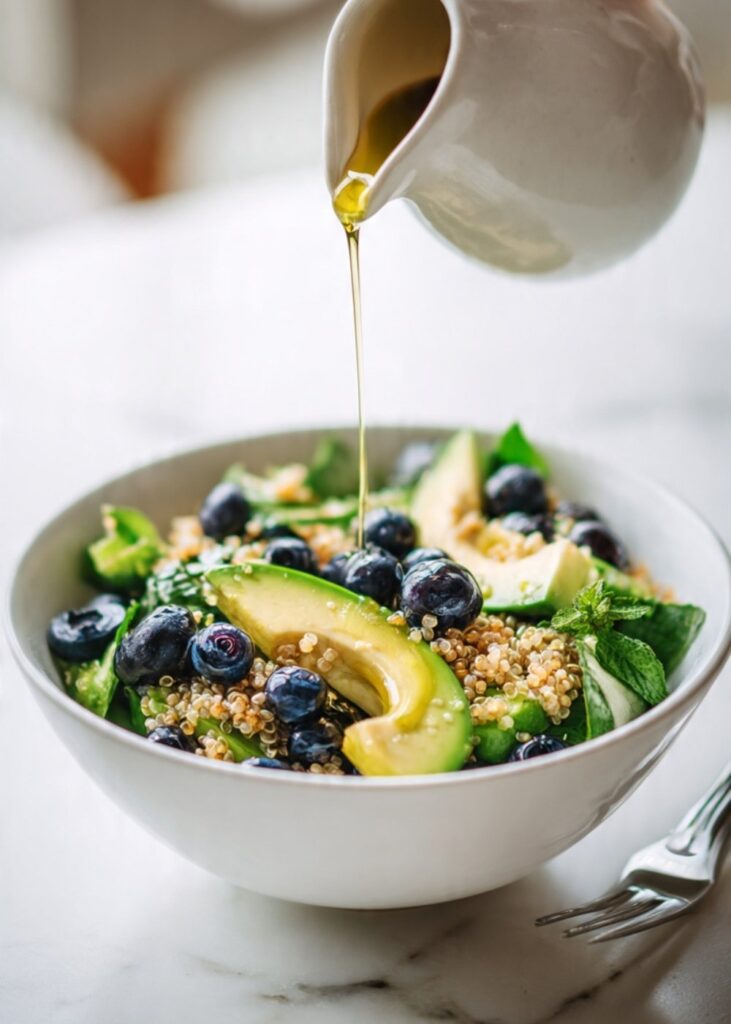 Vibrant avocado blueberry quinoa salad