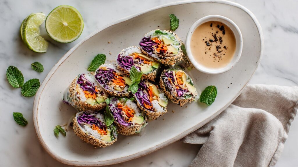 Golden crispy-inside-out-rice-paper-rolls Pan-Fry Until