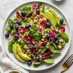 Vibrant avocado blueberry quinoa salad