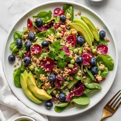 Vibrant avocado blueberry quinoa salad