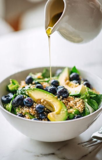 Vibrant avocado blueberry quinoa salad