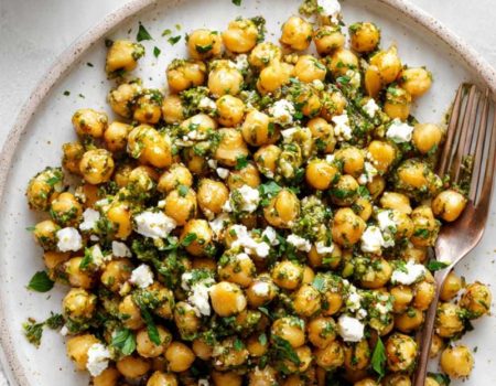Bold, Zesty Chimichurri Chickpeas with Feta