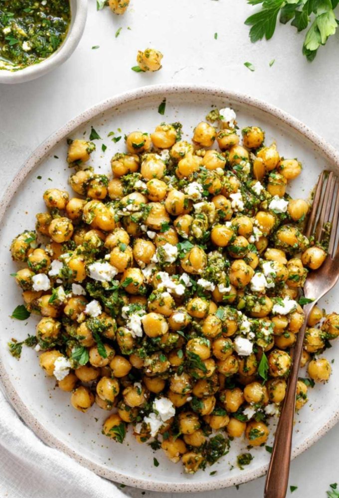Bold, Zesty Chimichurri Chickpeas with Feta