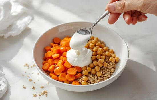 Assemble the Bowl - Roasted Carrot Farro Bowl with Chickpeas & Herbed Crème Fraîche