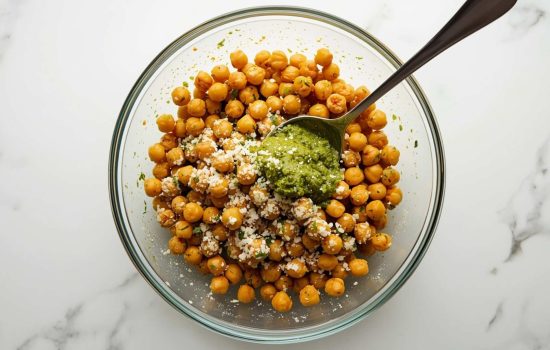 Combine ingredients-Bold, Zesty Chimichurri Chickpeas with Feta