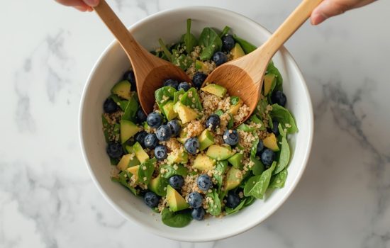 Toss and Serve-avocado blueberry quinoa salad